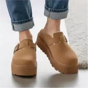 여성 겨울 플랫폼 버클 기모안감 털슬리퍼 통굽 뮬