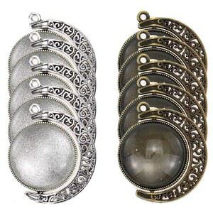 보석 제작 및 DIY 사진 제작을 위한 세미톨 펜던트 트레이 키트 30Pcs 달 회전 양면 원형 실버 브론즈