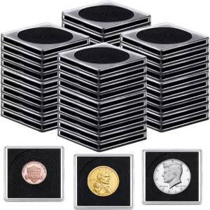 스폰지가 있는 팬순타 40개 조절 가능한 아크릴 동전 수집 케이스 스냅 홀더 수집가를 위한 실버 달러 보호