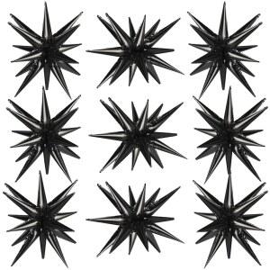 할로윈 결혼 기념 생일 파티 장식을 위한 9개의 PCS 블랙 스타 풍선 호일, 원피스 22인치 폭발 스파이크 풍선, 대형 마일라