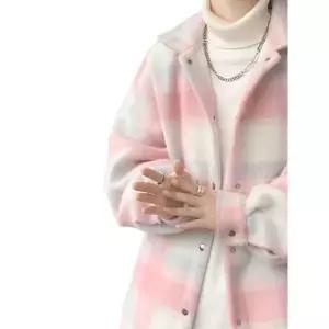 빅사이즈 핑크 체크 남성 피코트 봄 두꺼운 자켓 가을 베이직 M