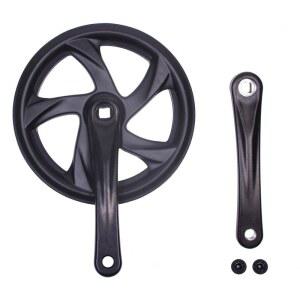 [미국배송] 프로휠 48T 자전거 크랭크셋 165MM / 170MM 고정 일체형 크랭크 암 세트 더블 체인휠 및 교체 체인 가드 시티 바이크 접이식 MTB 전기 자전거 화물과 호환 가능