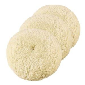 [미국배송] INZOEY 울 버핑 패드 후크 앤 루프가 있는 3팩 7인치 자동차 연마 청소 및 절단 광택 100% 양가죽 소재 내구성 부드러움