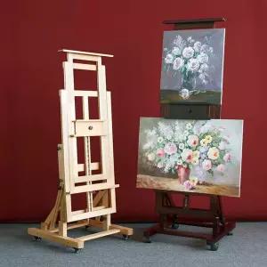 대형 이젤 나무 전문가용 액자 미술 테이블 원목 수평
