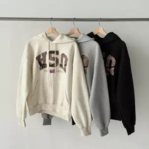 [옷자락]여성 카모 패턴 후드 캥거루 주머니 퍼프 맨투맨 티셔츠