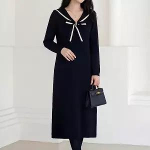 [모리스커밍홈] 세라 리본 배색 롱원피스_M2512OP116D