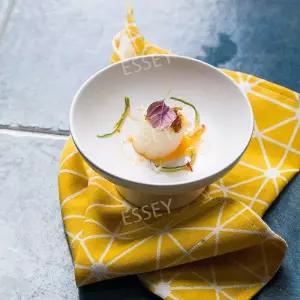 높은 가정용 호텔 사발 레스토랑 원형 접시 굽이 있는 발이 도자기 식판 밥 그릇