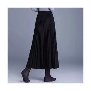 여성 쉬폰 니트 플리츠 스커트 밴딩 캐주얼 롱 겨울 1PICK4