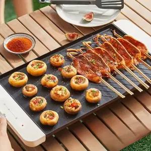 전기 그릴 바베큐 삼겹살 고기 꼬치구이 전 생선 굽는 코팅팬 휴대용 가정용