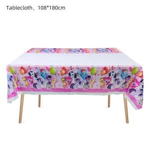 108x180cm 내 미니 소형 소형 조랑말 파티 식탁보 생일 장식 플라스틱 테이블 커버  식기 베이비 샤워 용품