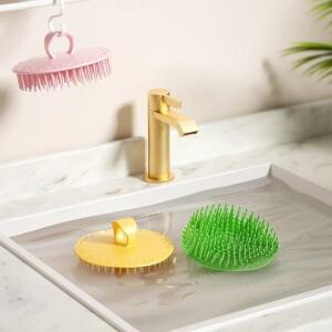 실리콘 샴푸 브러시 헤드 마사지개인용 헤어 제품 두피 관리 욕실 빗 세척 S2Q7