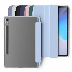 삼성 탭 S10 라이트/S10 FE/S10/S9 FE/S9, A9/A11/A9+/A11+용, 펜슬 슬롯이 있는 크리스탈 클리어 케이스,