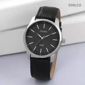 시티즌 BH5001-05H 심플 라운드 쿼츠 아날로그 클래식 차콜 남자 가죽 시계 d