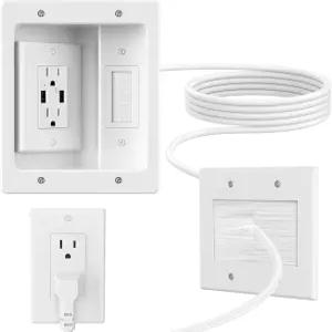 브러시 월 플레이트 AC 콘센트 및 USB 포트 9피트 코드 TV 케이블 관리를 위한 숨겨진 HDMI 홈 시어터