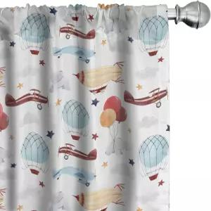 루나블 평면 창문 커튼 열기구 별이 날아다니고 막대 포켓 경량 장식 2 패널 세트 28인치 x 63인치 흰색