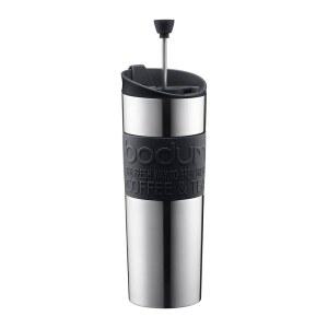 Bodum 여행용 프레스, 스테인리스 스틸 커피 및 티 425g(15온스) 45리터, 블랙