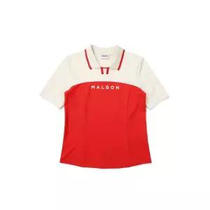 매장정품 MALBON GOLF 말본골프 메쉬 컬러 배색 카라 티셔츠 RED (WOMAN) M4222PTS16RED 923502