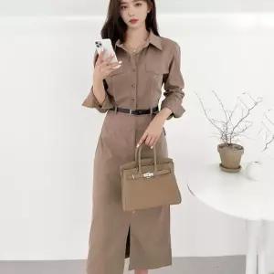 가을 상견례 카라원피스 사무실 카라 배색 하객룩 여성