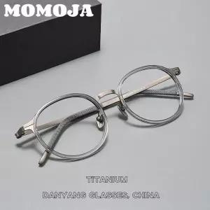 안경테 경량 데일리프레임 MOMOJA 레트로 TR90 티타늄 안경 프레임 남자 라운드 여자 일본 디자인 럭셔리 2