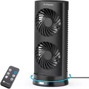 원격 제어 기능이 있는 책상 선풍기 USB 타워 냉각 팬 DC 모터 휴대용 진동 3단 속도 듀얼 공기 순환 110°