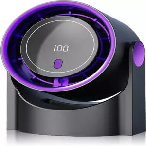 OHLGT 테이블 선풍기 100배속 벽걸이 책상 초소음 배터리 및 속도 모드 LED 디스플레이 충전식 모터 180°