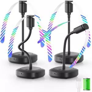 Edvision 4팩 푸드 테이블 선풍기 2000mAh USB 전원 충전식 유연한 구스넥과 부드러운 칼날이 있는 휴대용