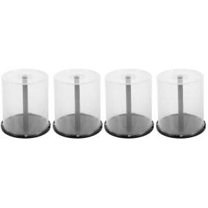 ABOOFAN CD /DVD 케이크 박스 스핀들, 4피스 빈 DVD 보관 버킷 투명 홀더 100개의 디스크 용량 용기 플라스틱 기둥 블랙 스핀들 포함