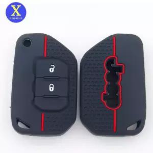 신유신 실리콘 리모컨 키 케이스 커버 백 지프 랭글러 JK 글래디에이터 2버튼 플립 폴딩 키 쉘 포브 자동차