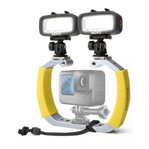 Movo DiveRig3 다이빙 장비 번들과 방수 LED 조명 2개 - GoPro HERO3, HERO4, HERO5, HERO6, HERO7, HERO8, DJI 오스모 액션캠과 호환 수중 카메라용 스쿠버 액세서리