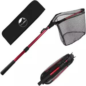 YVLEN 접이식 어망 견고한 알루미늄 텔레스코픽 폴 핸들 및 나일론 메시 16인치 후프 크기