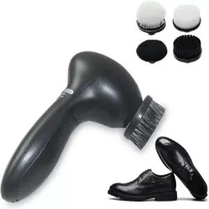 전기 신발 샤인 키트 핸드헬드 청소 브러시 가죽 클리너 케어 및 광택을 위한 헤드 4개 포함