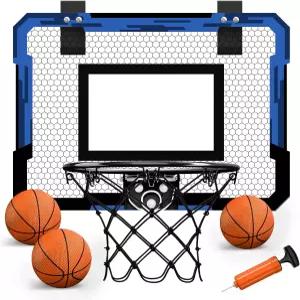 QDRAGON 미니 농구 후프 오버 더 도어 실내 공 3개/인플레이터/브레이크어웨이 림 및 장난감 선물