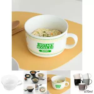 뚜껑 손잡이 도자기 라면기 컵라면용기 800ml - 3color 택1/면기/라면용기/라면머그/라면그릇/컵라면그릇