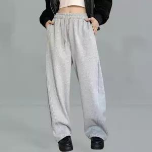 [하프클럽/]여성 넓은 드로우코드 보온 면혼합 바지