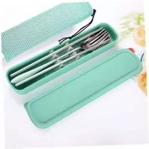 [골드스마일]스텐수저세트 하이쿠킹 휴대용 수저 포크세트 도시락 수저통 그린