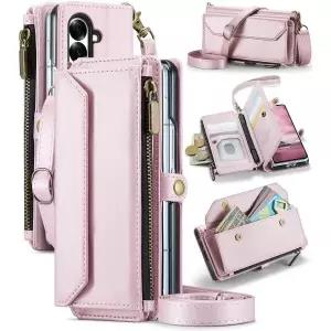 Asuwish 삼성 갤럭시 Z 폴드 7용 휴대폰 케이스, 지퍼형 지갑 커버 (S펜 슬롯 및 손목 스트랩 포함), RFID