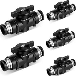 플루트산 5개 1/2 x 1 /2 OD 푸시를 통해 공압 볼 밸브 PVC 공기 흐름 제어 퀵 커넥트 튜브 피팅 에어 라인