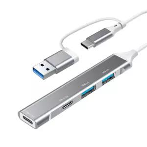 듀얼 포트 USB 4포트 허브 C타입/USB3.0+2.0/노트북/PC/갤럭시탭/아이패드/태블릿 멀티 확장