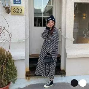 고품질 스트라이프원피스 겨울 두툼한 겨울원피스 오버핏 (WFKEOJA)