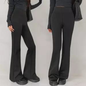 여성용 검정 하이웨이스트 기모 부츠컷 데일리 레깅스