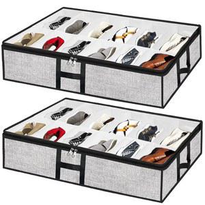 옷장 2팩용 미레이니 언더베드 신발 보관 정리함 - 24켤레 컨테이너 박스, 라이트 그레이에 맞습니다