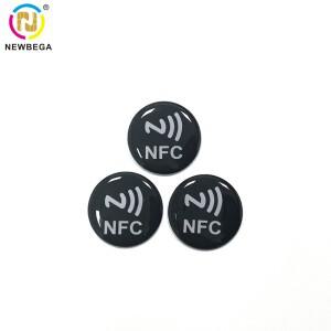 13.56Mhz 블랙 NFC 216 에폭시 카드 재기록 가능 방수 RFID 태그 직경 30mm  지원 전화용 라벨 스티커