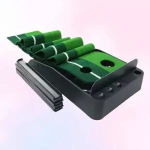 실내 골프 퍼팅매트 자동리턴 가정용 퍼터 인조잔디 매트+채+공3개세트