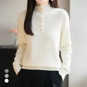 KARRA 롤링버튼하이넥니트_A5W0809