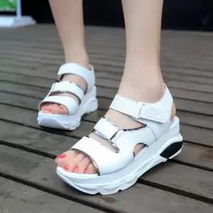 푹신한 여름 슬리퍼 스트랩 샌들 신발 여자 힐 WFIMPOG