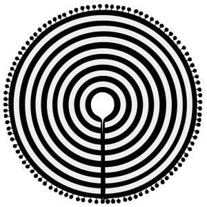 홀리데이 파티 크리스마스 트리 장식을 위한 호호타임 스커트, 블랙 화이트 연간 링 30인치 폼 트림 포함