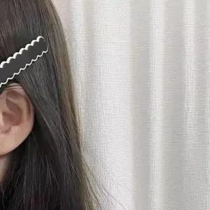 여성 여아 일자 헤어핀 머리핀 집게 블랙 웨이브 커브 WECA0EF