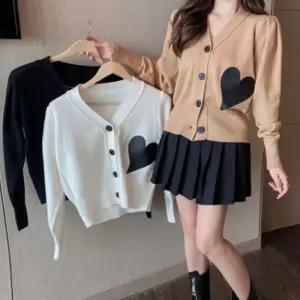 귀여운 하드 패치 포인트 부드러운 니트 가디건루즈핏가디건 꽈베기니트