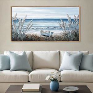 아 코 비치 빈티지 월 아트 픽처스 거실용 해안 예술 작품 위의 바다 침실 벽 장식 침대 위 풍경 해변 캔버스 보트, 농가, 씨스케이프 24 48IN
