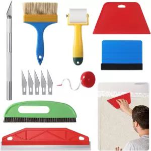 벽지 스무딩 도구 키트 스퀴지 브러시 솔기 롤러가 포함된 13개의 스무더 줄자 테이프 비닐 커터 접촉